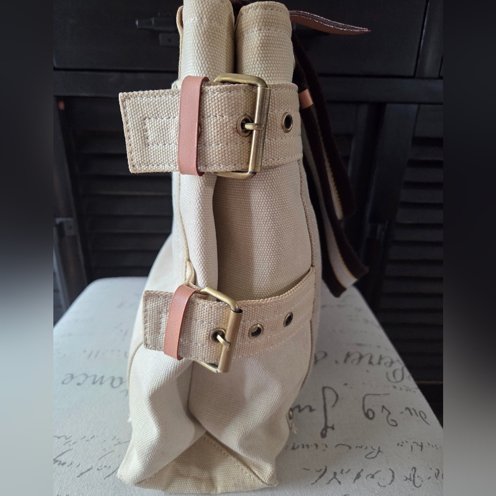 SOLD LOUIS VUITTON Beige Brown Canvas Cruise Line Globe MM Shopper Tote Bag - Picture 12 of 16
